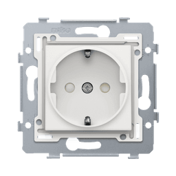 Socket Outlet 71x71 mm with Side Earthing and Shutters 16 A, Niko Intense White