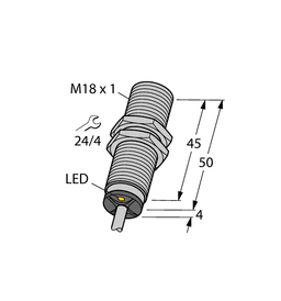 Inductive Sensor M18 Flush PNP NO Sn+ Cable 2m